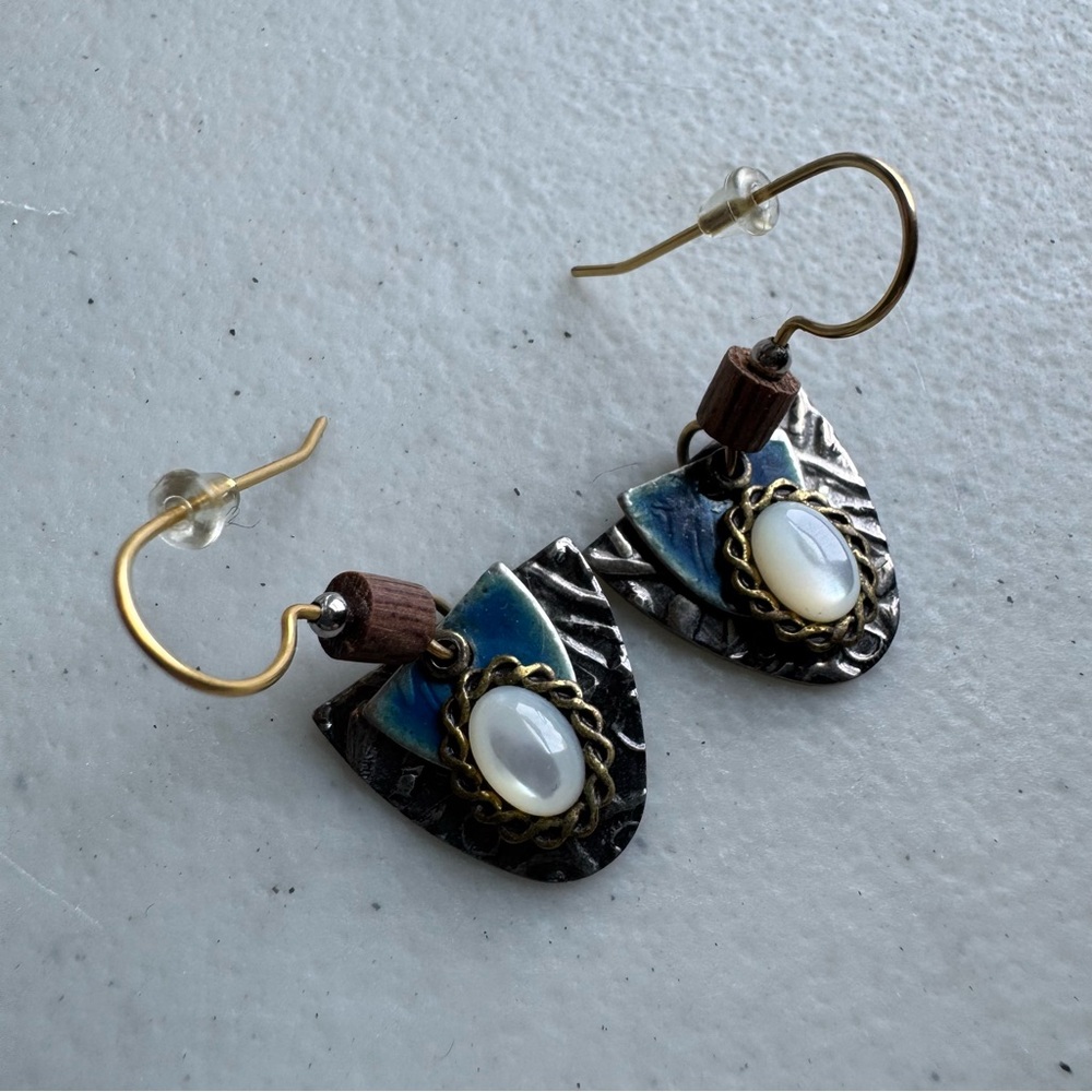 Artisan Blue and Gold‎ Earrings